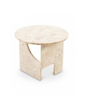 Apvalus kavos staliukas iš šviesaus marmuro