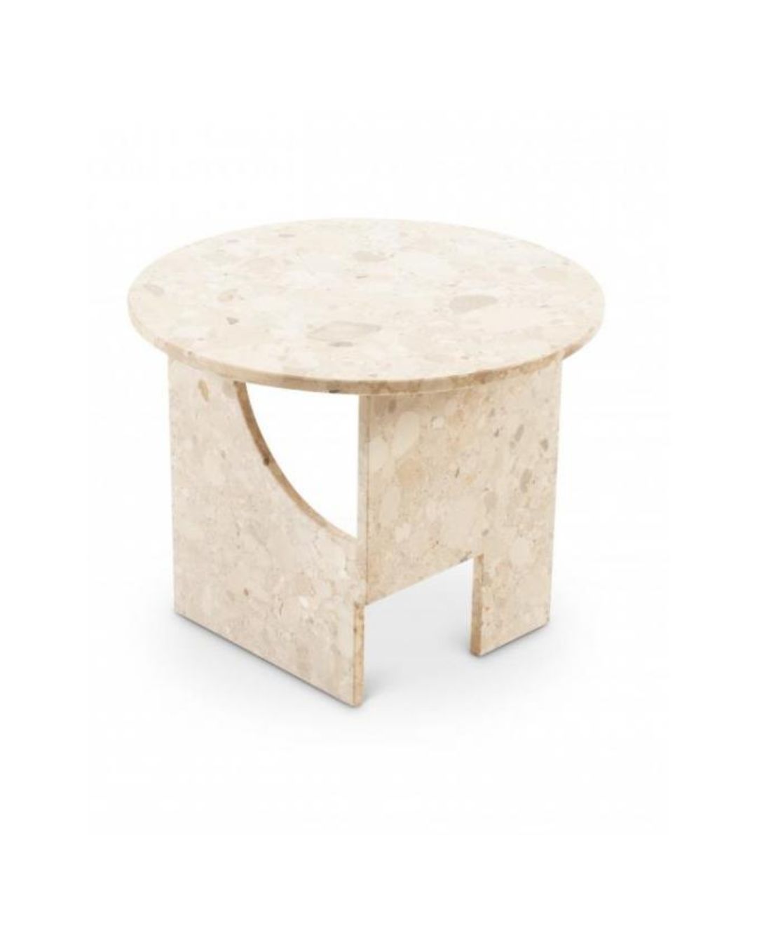 Apvalus kavos staliukas iš šviesaus marmuro