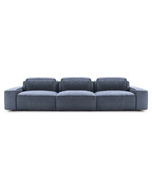 Trivietė modulinė sofa Cairoli, tamsiai mėlynos spalvos. Nuotrauka baltame fone.