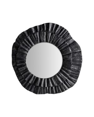 Išskirtinės formos veidrodis su juodu rėmu