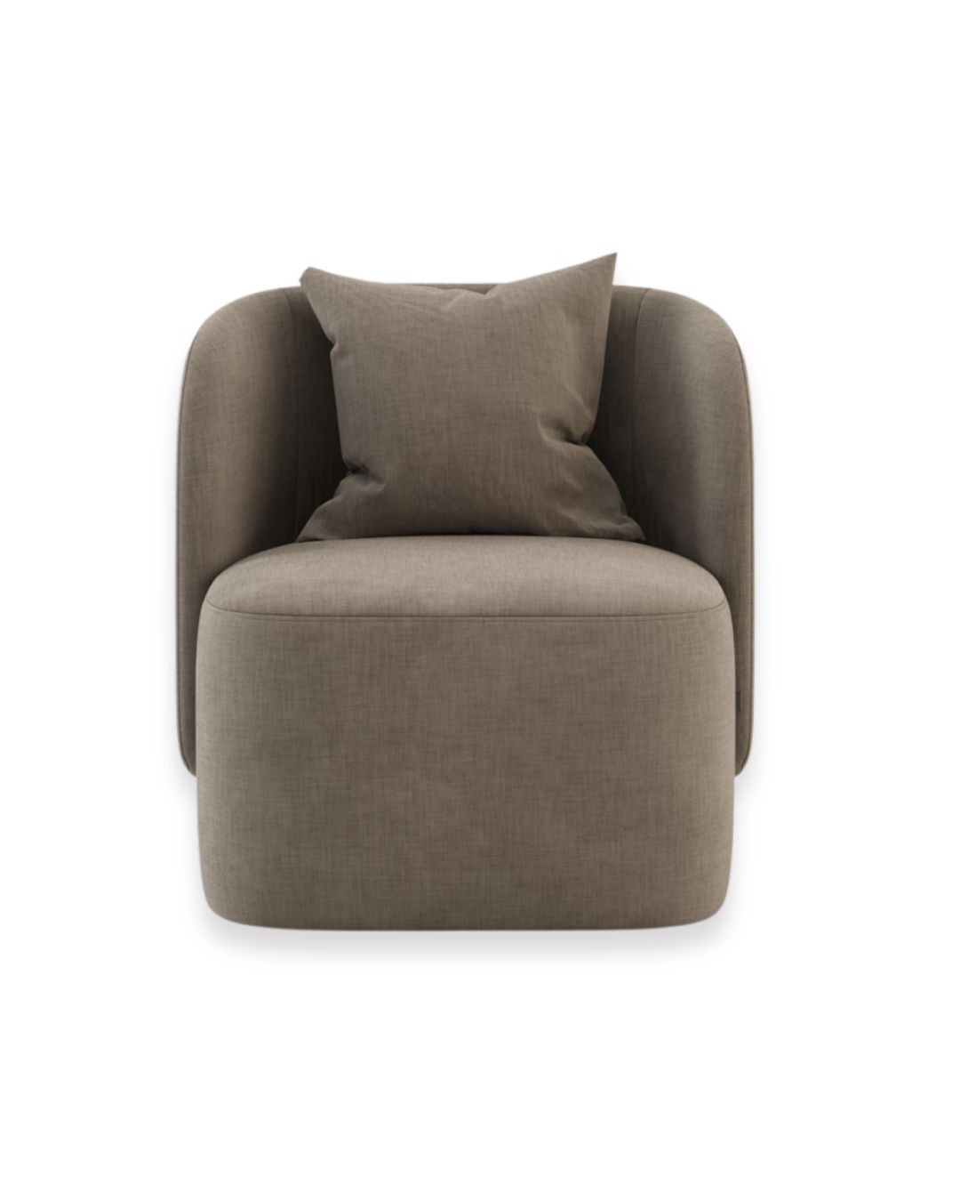 Modernaus dizaino rudos spalvos fotelis Leto, nuotrauka baltame fone