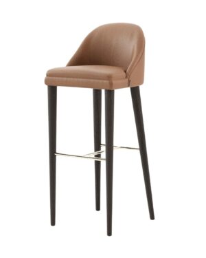 Baro kėdė medinėmis kojelėmis baltame fone