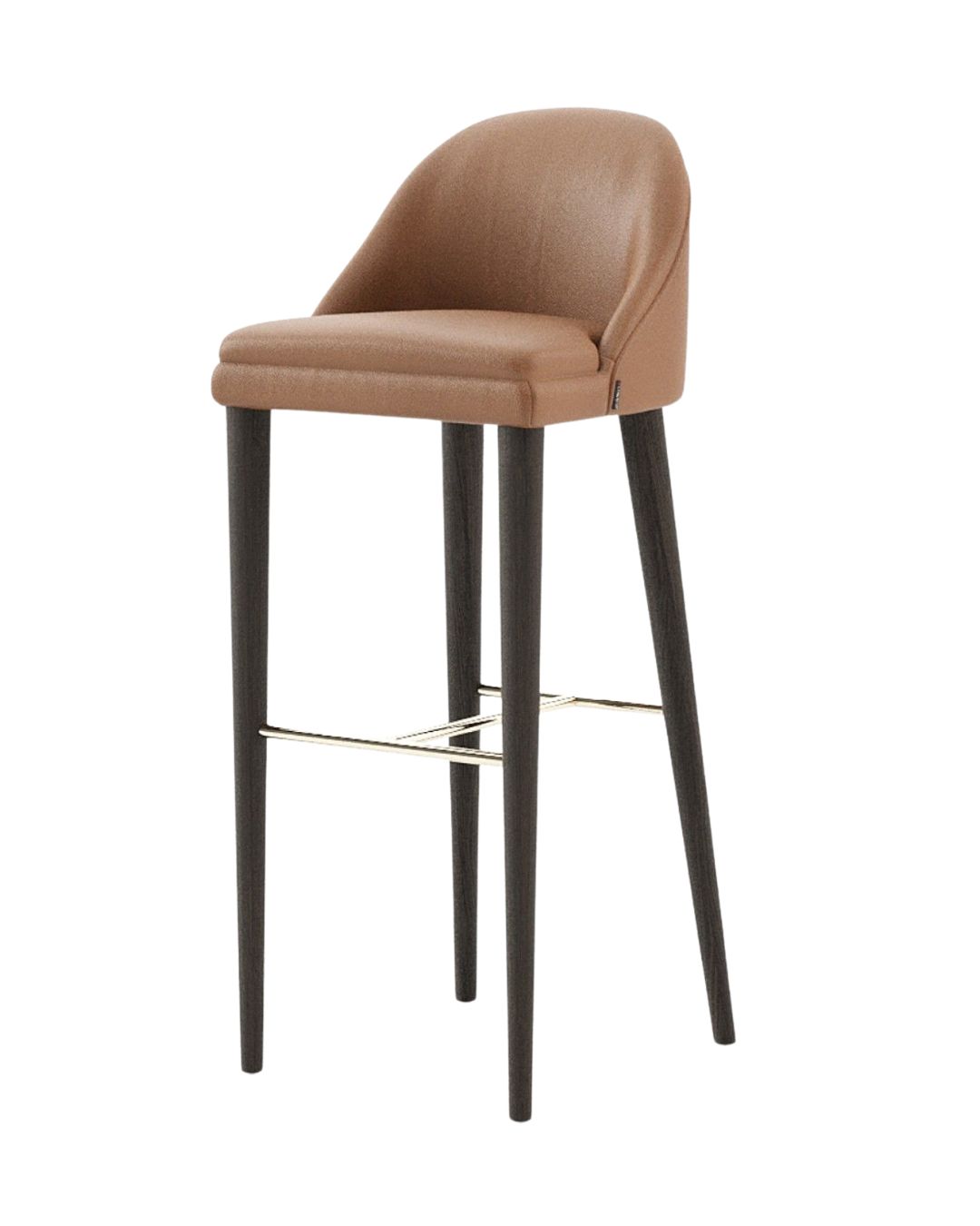 Baro kėdė medinėmis kojelėmis baltame fone