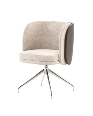 Darbo kėdė su šviesiu audiniu ir chromuota baze