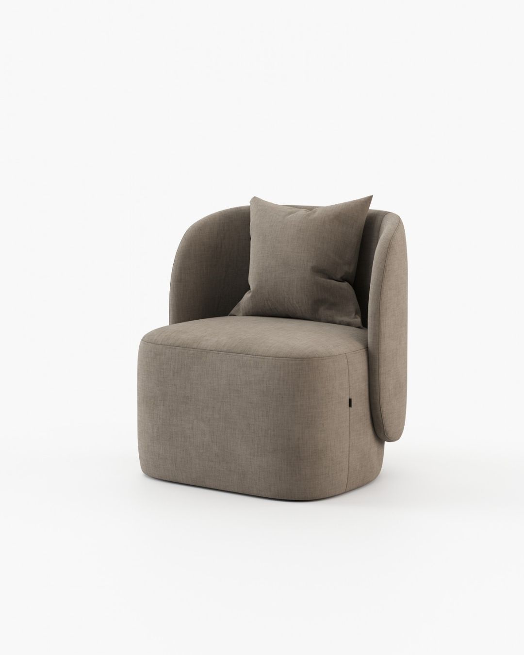 Modernaus dizaino rudos spalvos fotelis Leto, nuotrauka baltame fone