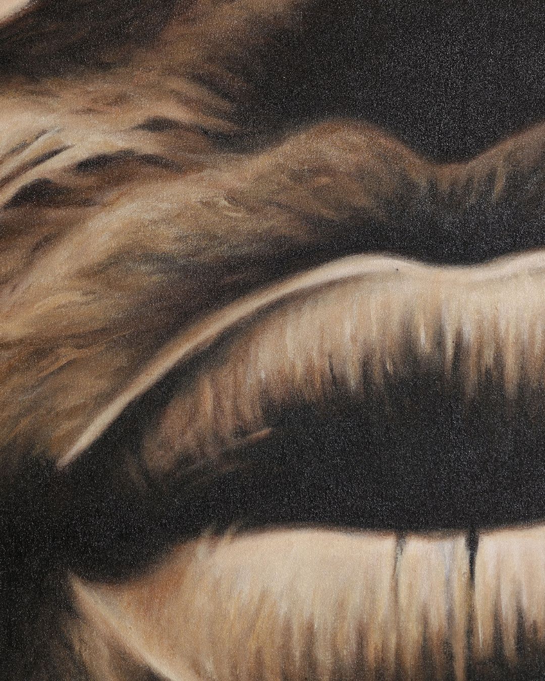 Moters veido paveikslas ant drobės, rusvų - rudų tonų