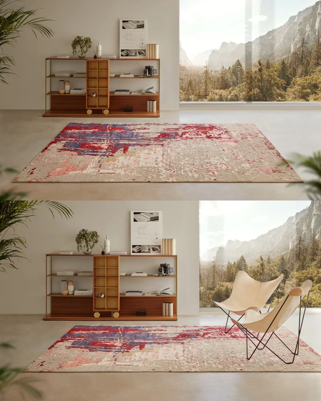 Rankų darbo kilimas ‘Glamour Red Velvet’ – sodrios raudonos spalvos