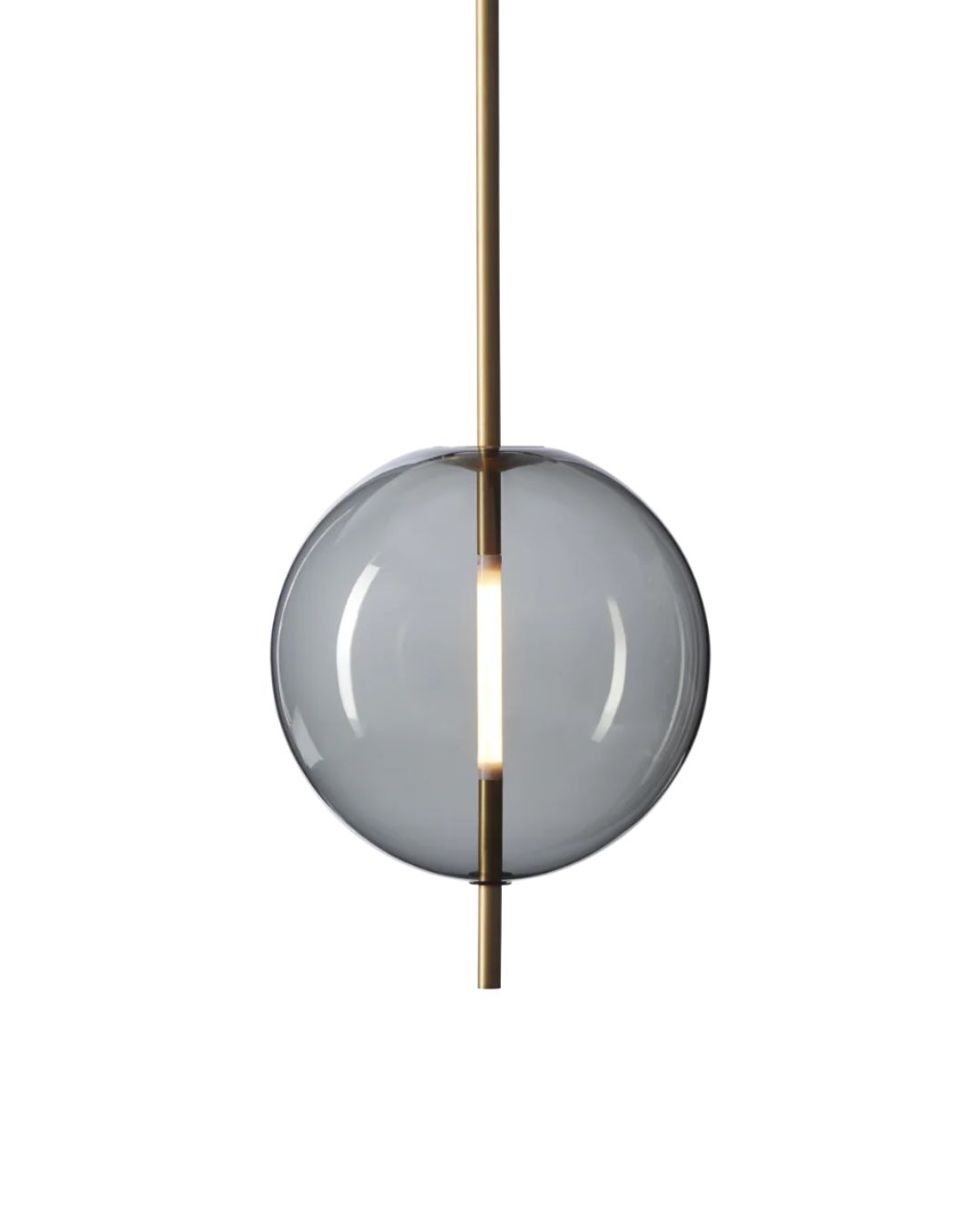 Apvalus pakabinamas šviestuvas dūminto stiklo gaubtu