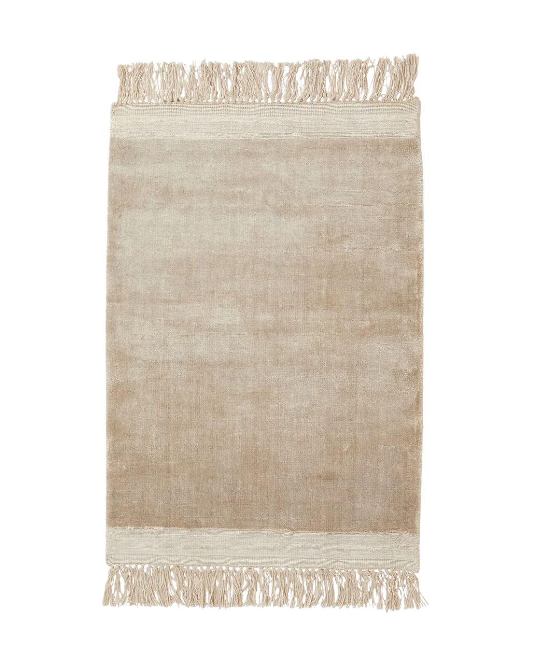 Kreminės spalvos kilimas su kutais