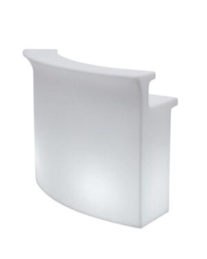 Baltos spalvos plastikinis lauko baras su pašvietimu iš vidaus