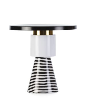 Zebro rašto apvalus kavos staliukas