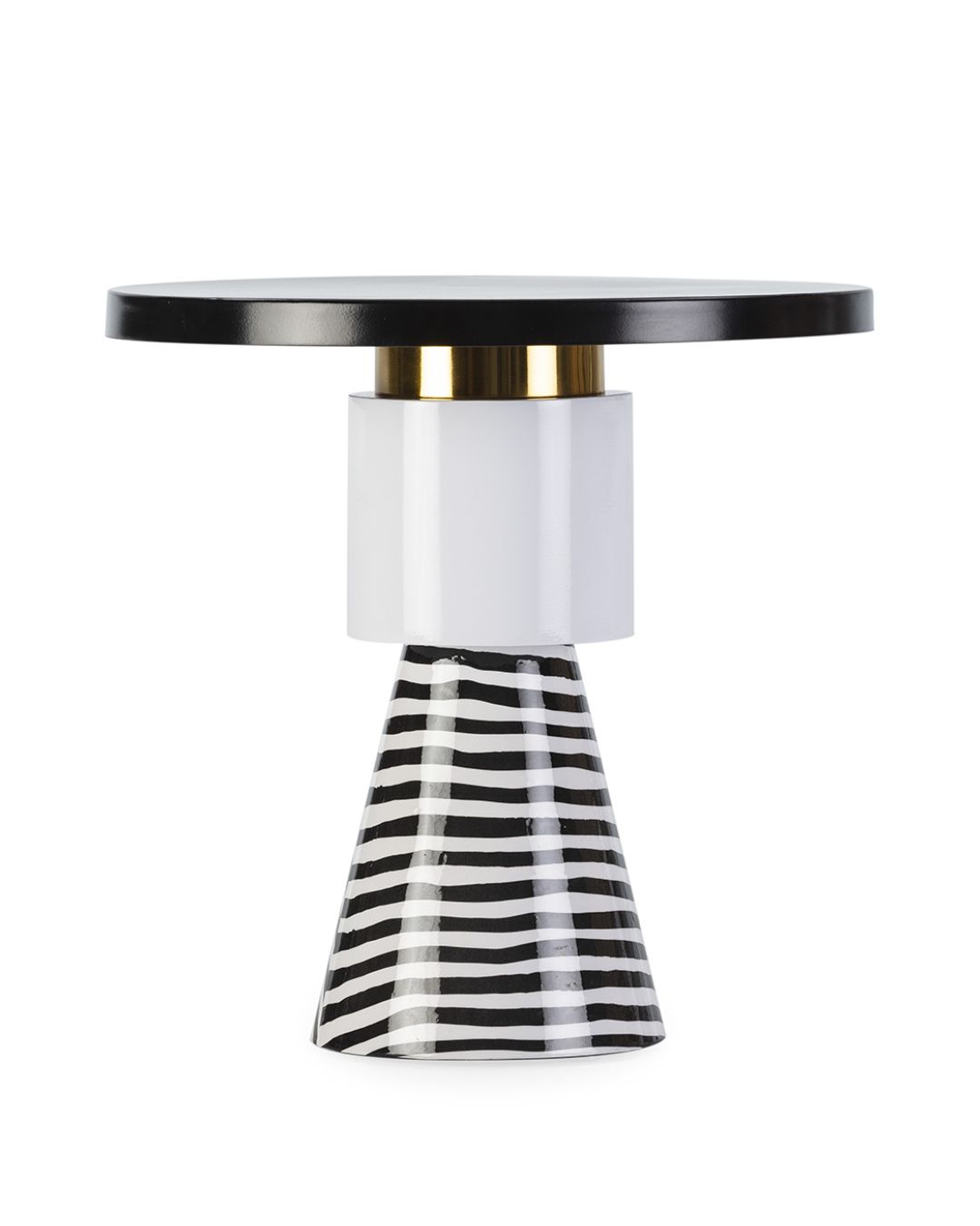 Zebro rašto apvalus kavos staliukas