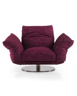 Raudonos spalvos didelis fotelis su reguliuojamais porankiais ir nugaros atlošu