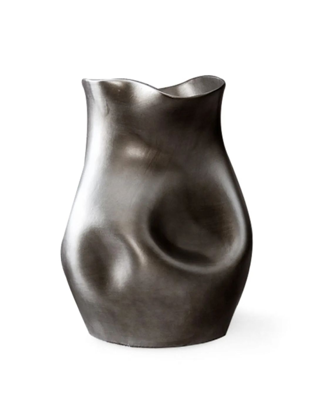 Didelė galmžyto stiliaus oksiduota vaza iš metalo
