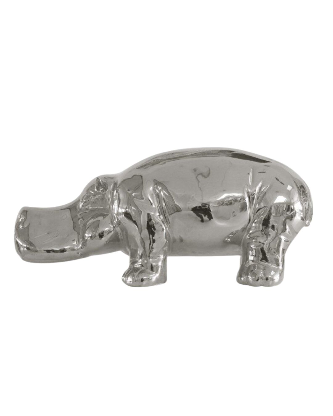 Platinos spalvos keramikinė begemoto skulptūra