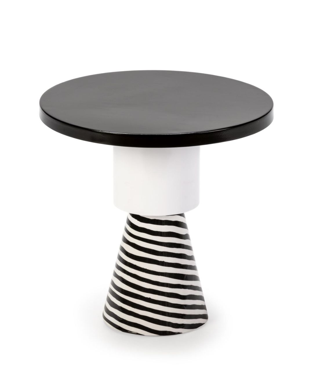 Zebro rašto apvalus kavos staliukas