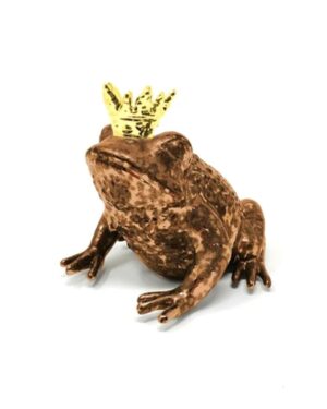 Rožinio aukso keramikinė varlė su karūna