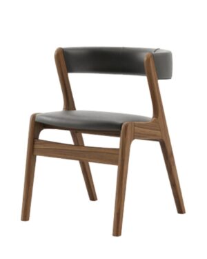 Modernaus dizaino valgomojo kėdė su medžio masyvo rėmu ir pilku audiniu