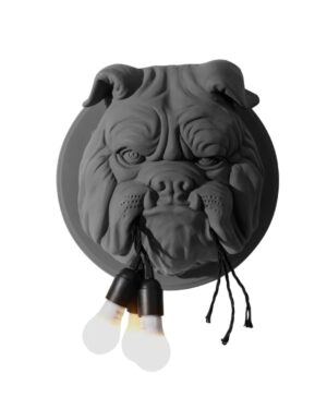 sieninis šviestuvas - masyvus buldogo veidas, laikantis lemputes
