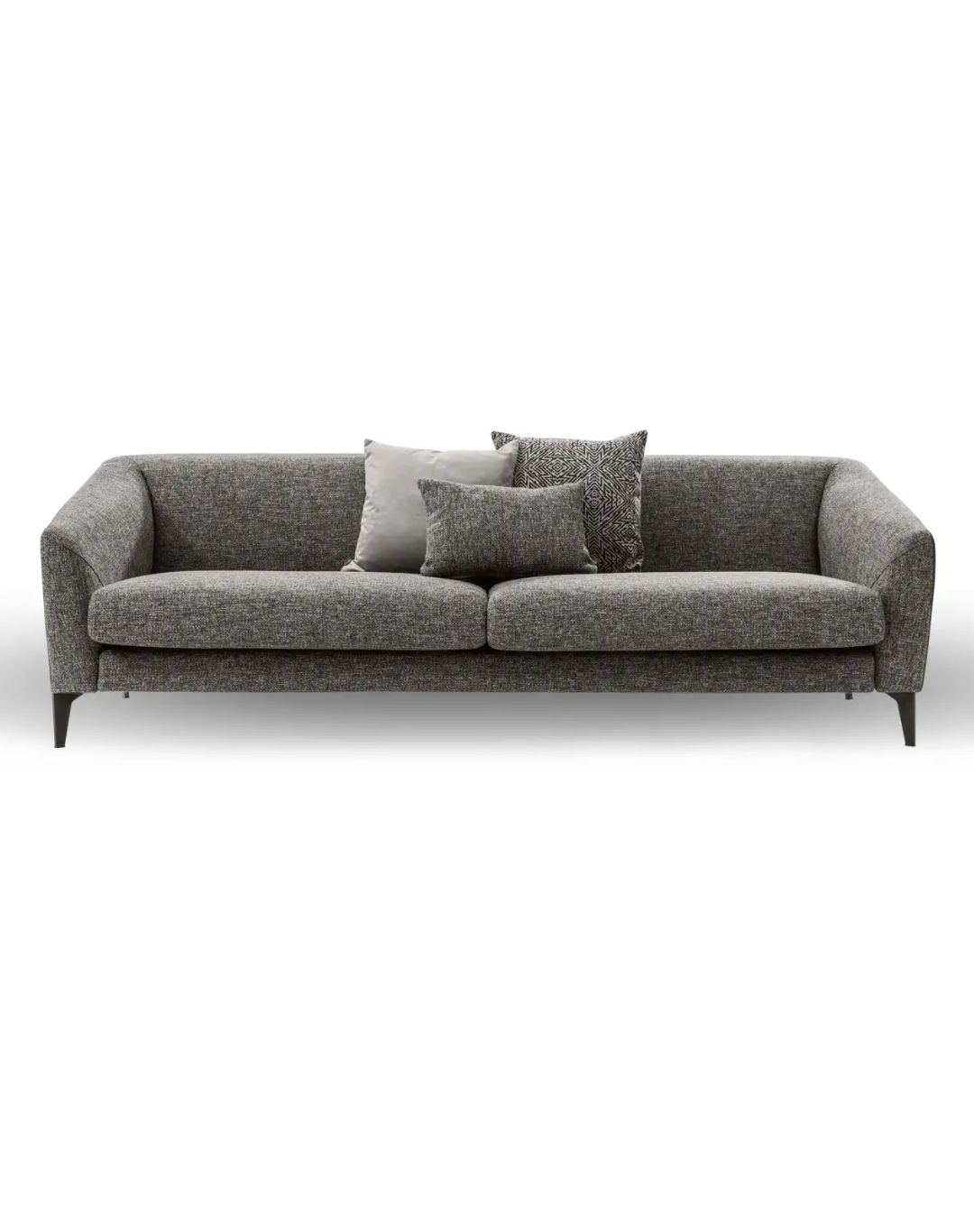 Pilka dvivietė sofa su pagalvėlėmis