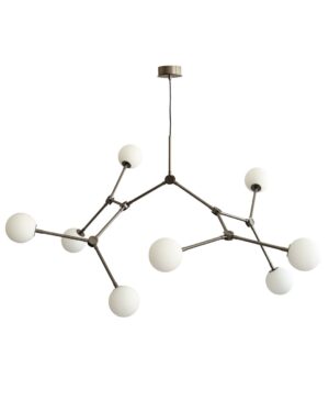 Pakabinamas šviestuvas su baltais opaliniais gaubtais