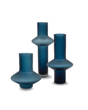 Mėlino stiklo vazelių rinkinys