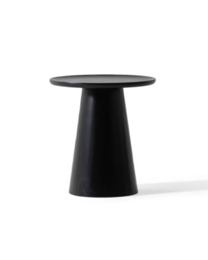 Juodas kavos staliukas YODA su kūgio formos baze ir apvaliu stalvirišiu