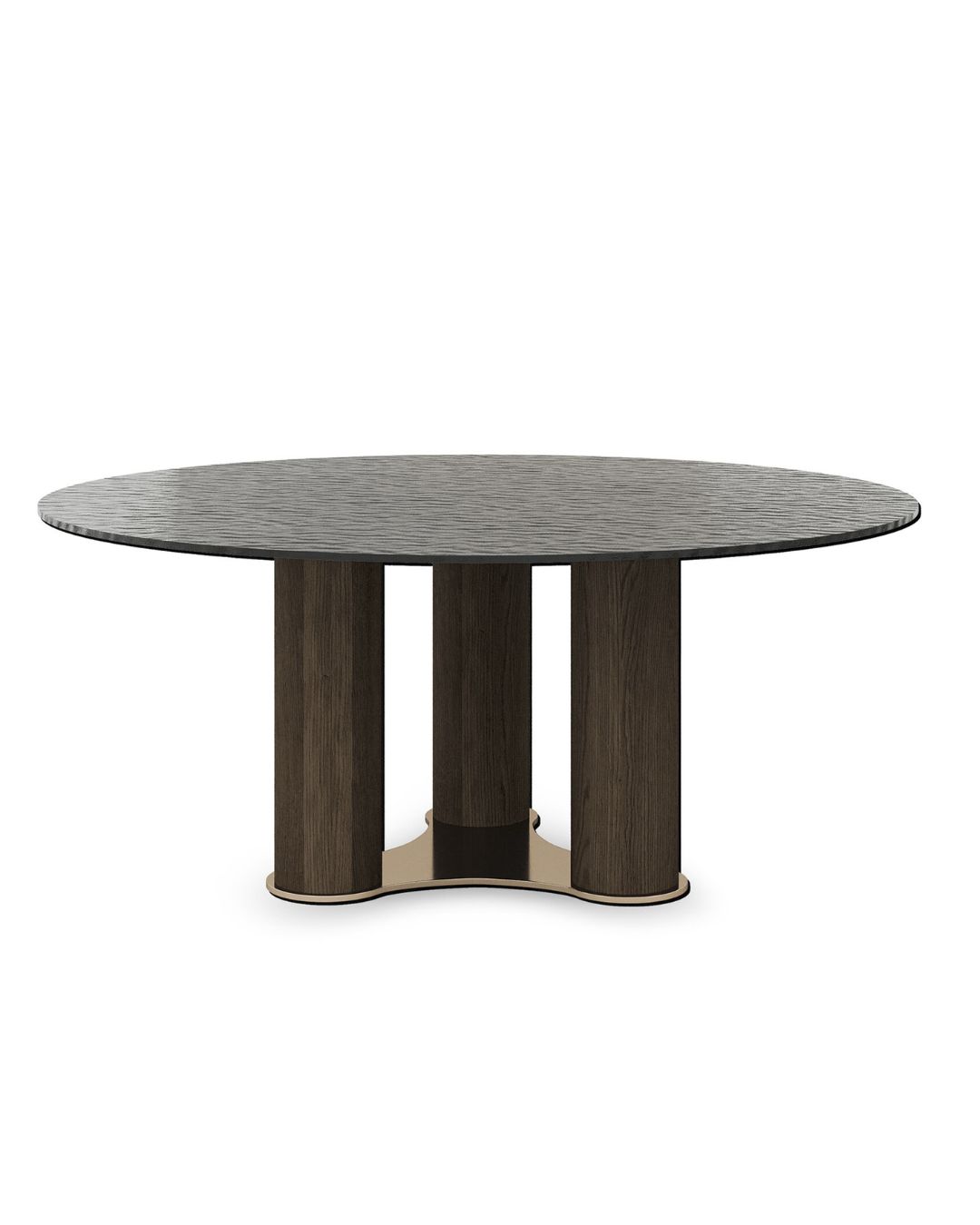 Valgomojo stalas Libre ant 3 cilindrinių kojų ir su stiklo stalviršiu