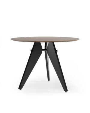 Adada valgomojo stalas stalas su juodomis metalinėmis kojelėmis ir mediniu stalviršiu