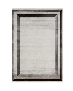 Klasikinis kreminės spalvos kilimas su juodais apvadais