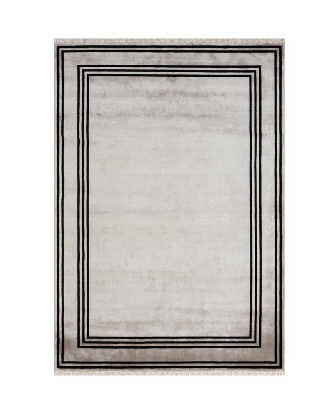 Klasikinis kreminės spalvos kilimas su juodais apvadais