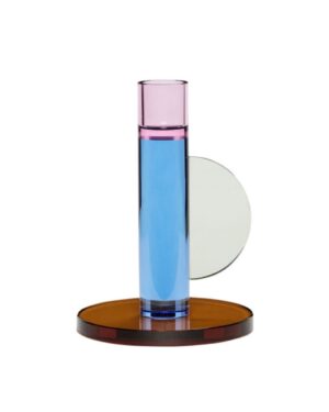 Pastelinių spalvų stiklinė žvakidė