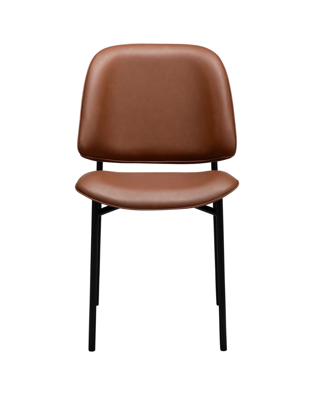 Dirbtinės odos ruda OHMY kėdė – subtiliai užapvalta sėdimoji dalis ir atlošas, grakščios kojelės