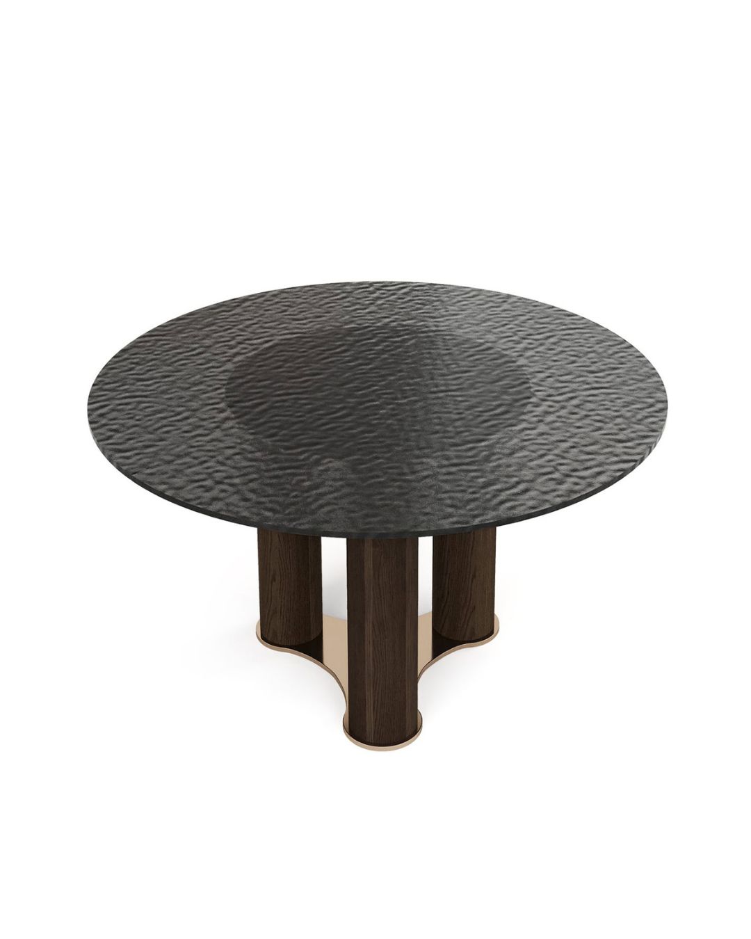 Valgomojo stalas Libre ant 3 cilindrinių kojų ir su stiklo stalviršiu