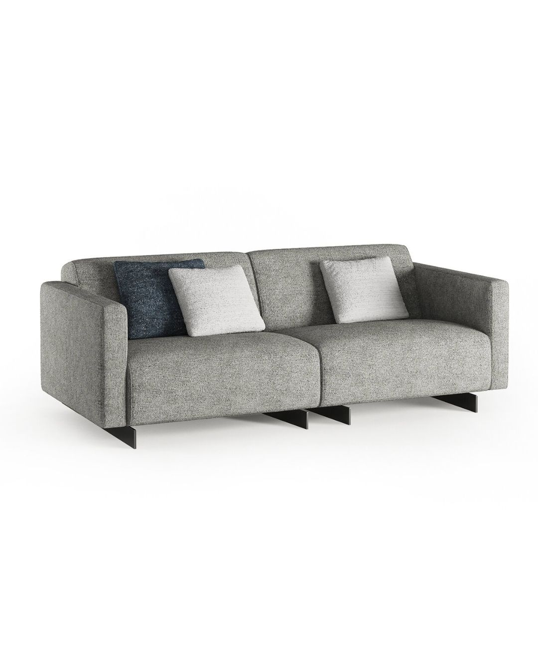 Minimalistinė dvivietė sofa su pilku audiniu Heritage