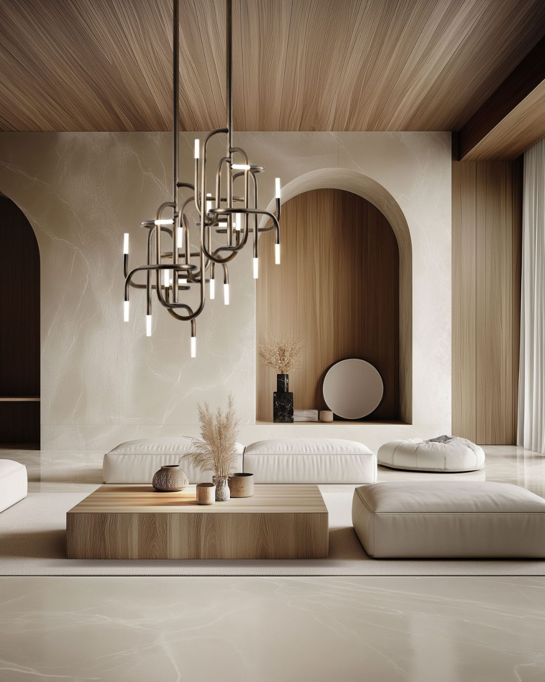 Sentinto žalvario spalvos pakabinamas šviestuvas iš raizgytų vamzdelių