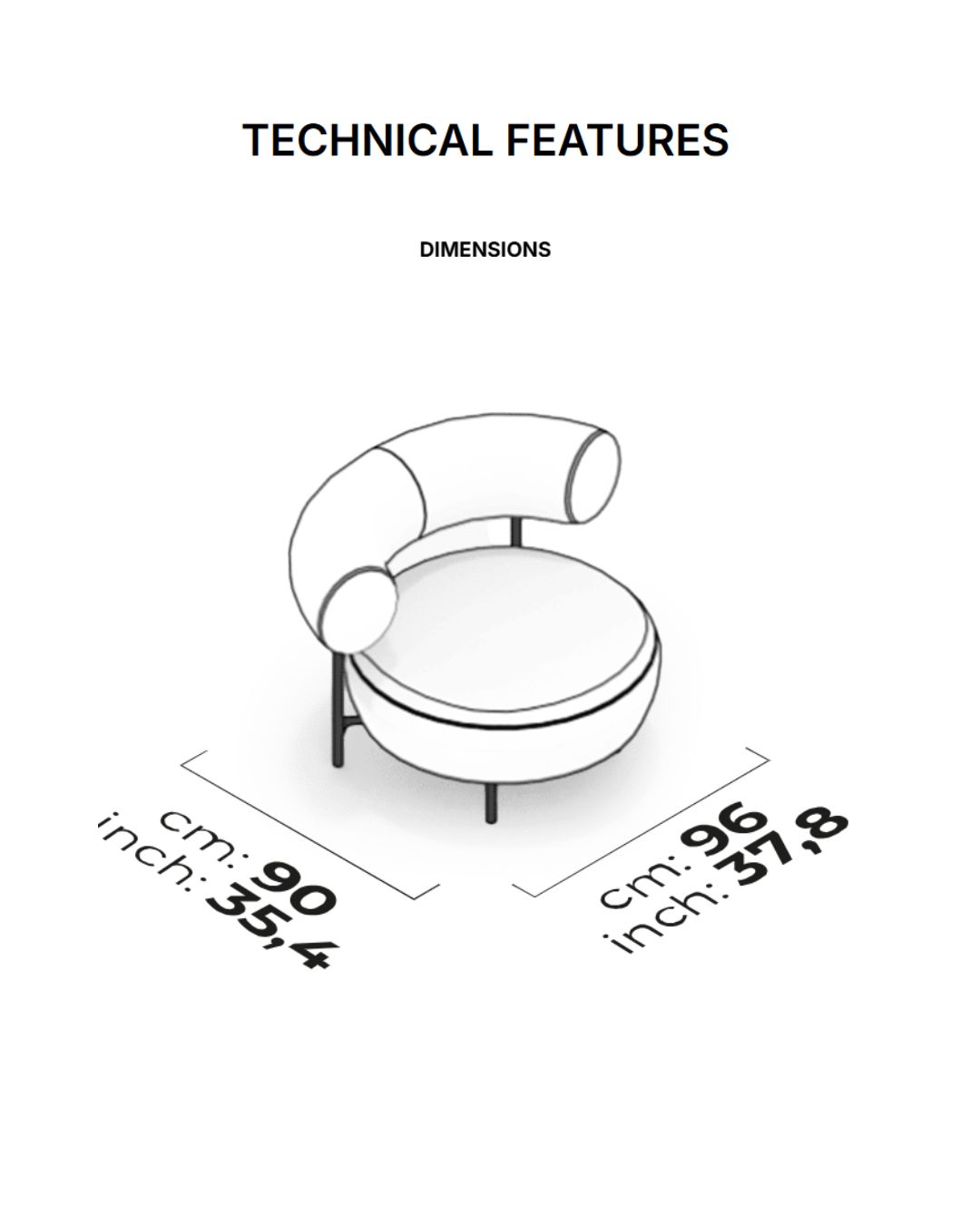 Bon Bon fotelis - techninė informacija