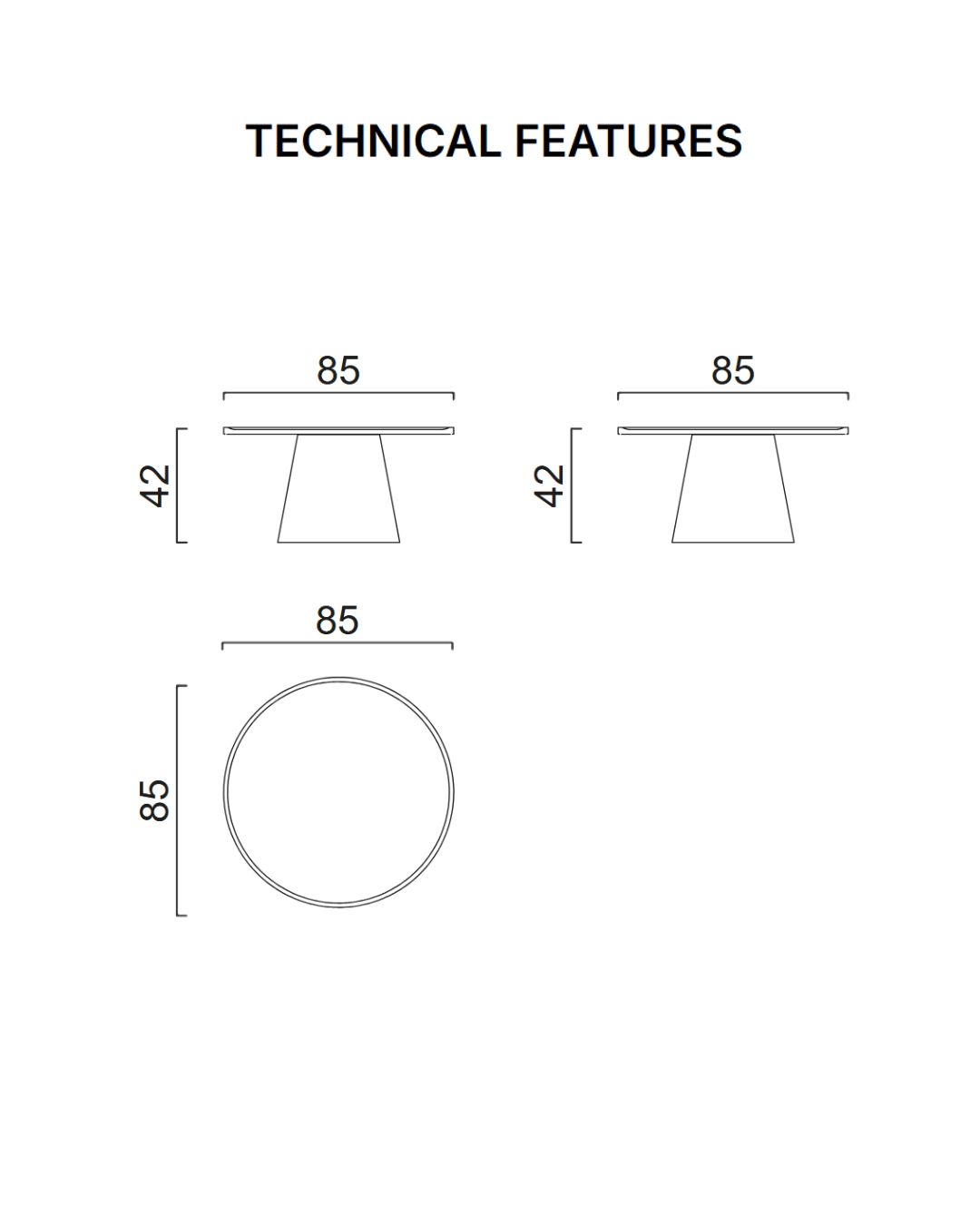 Yoda kavos staliukai - techninis brėžinys