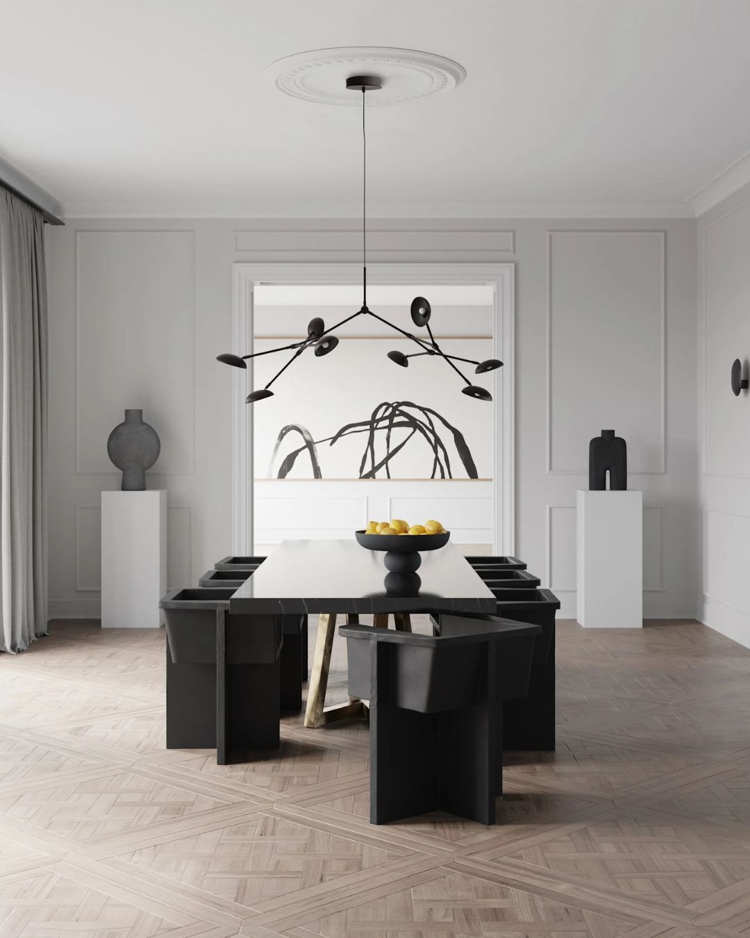 Juodos spalvos pakabinamas šviestuvas Drop Chandelier