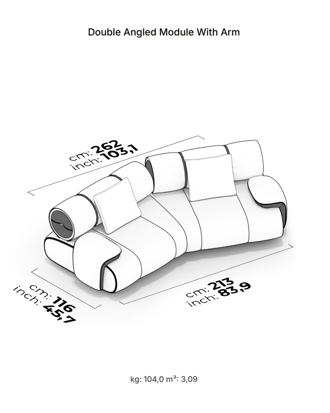 Orion sofa - techninis brėžinys