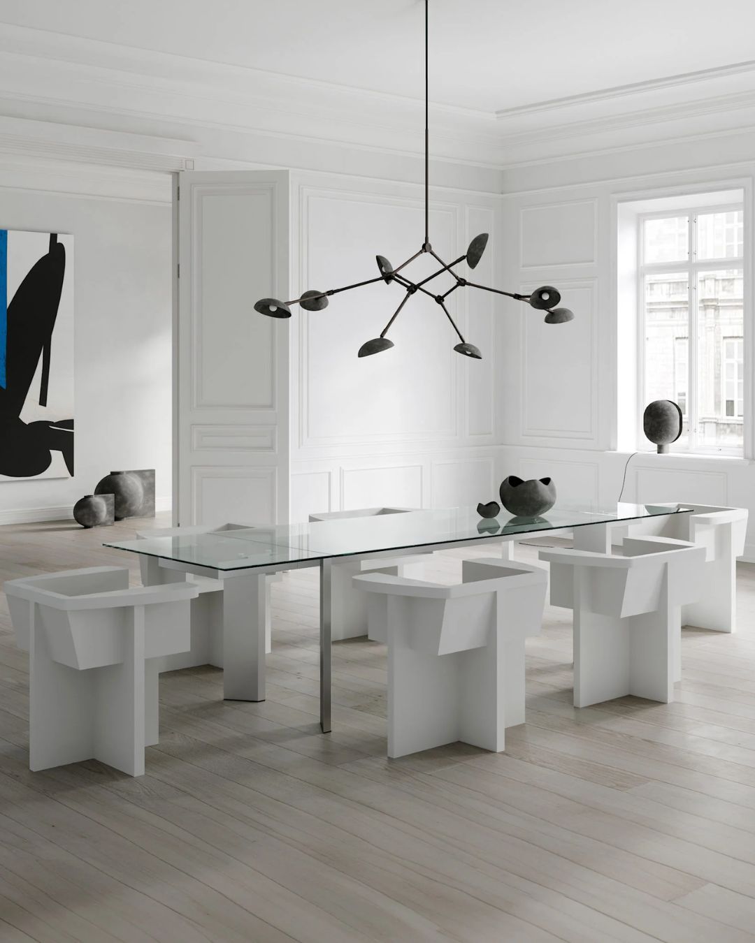 Pilkos spalvos pakabinamas šviestuvas Drop Chandelier