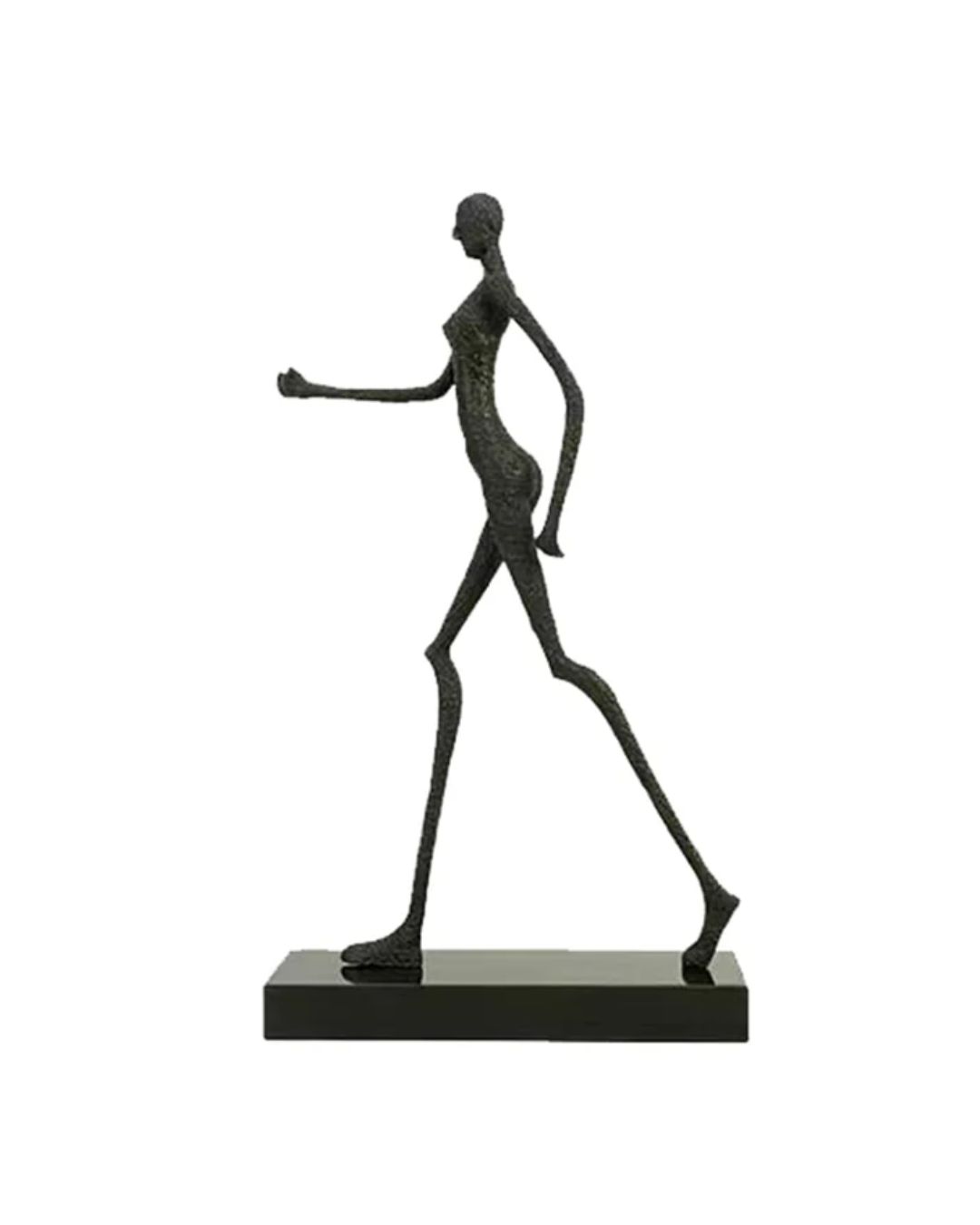 Metalinė žmogaus skulptūra ant marmurinės bazės