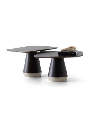 Netaisiyklingos formos kavos staliukai Arte iš riešutmedžio