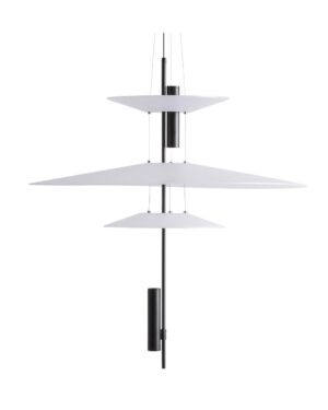 Baltos spalvos modernus pakabinamas šviestuvas su juodais akcentais