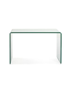 Minimalistinio dizaino stiklinis darbo stalas