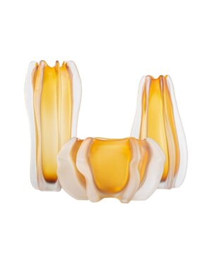 Stiklinių vazų komplektas, geltona spalva