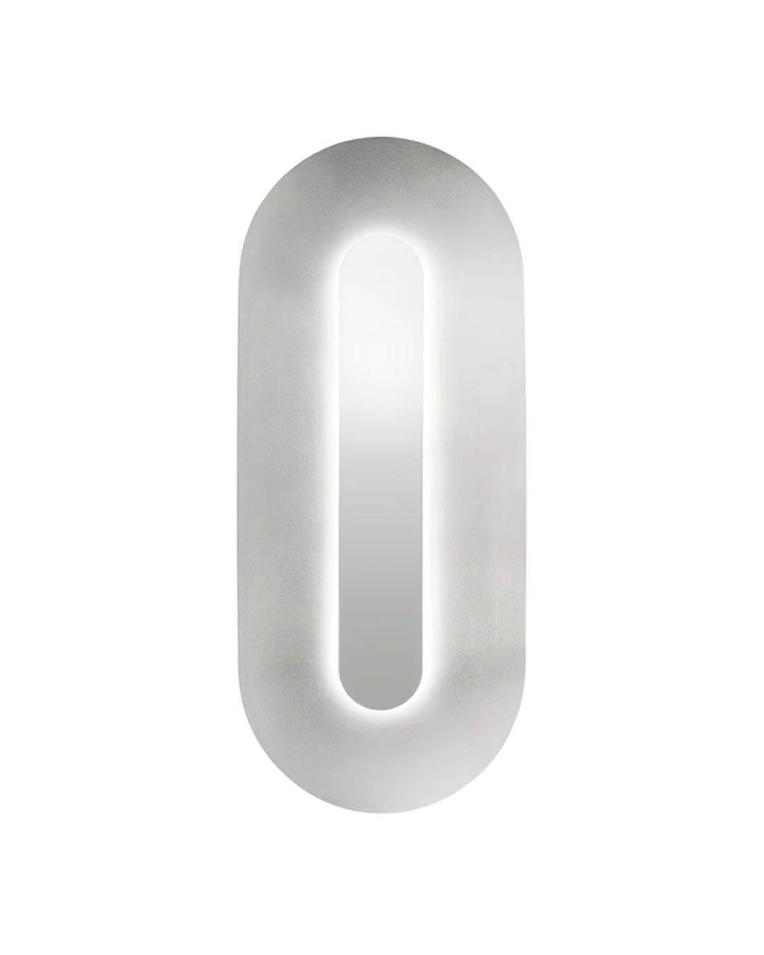 Sidabro spalvos ovalus sieninis šviestuvas "Sasi Large" iš Nuura