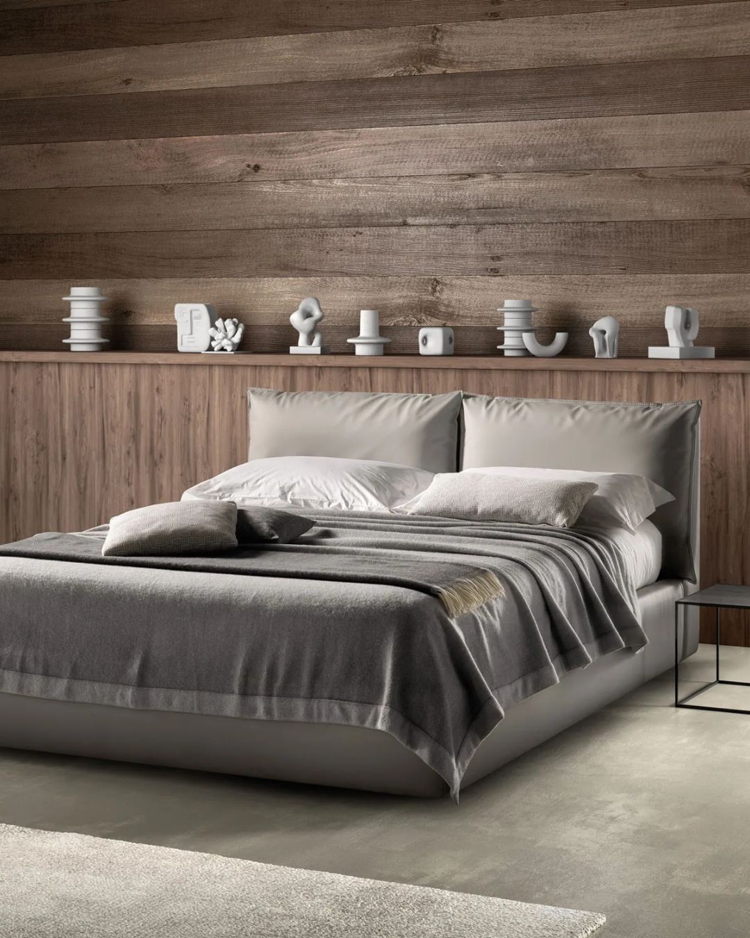 Moderni pilkos spalvos miegamojo lova iš Samoa Divani