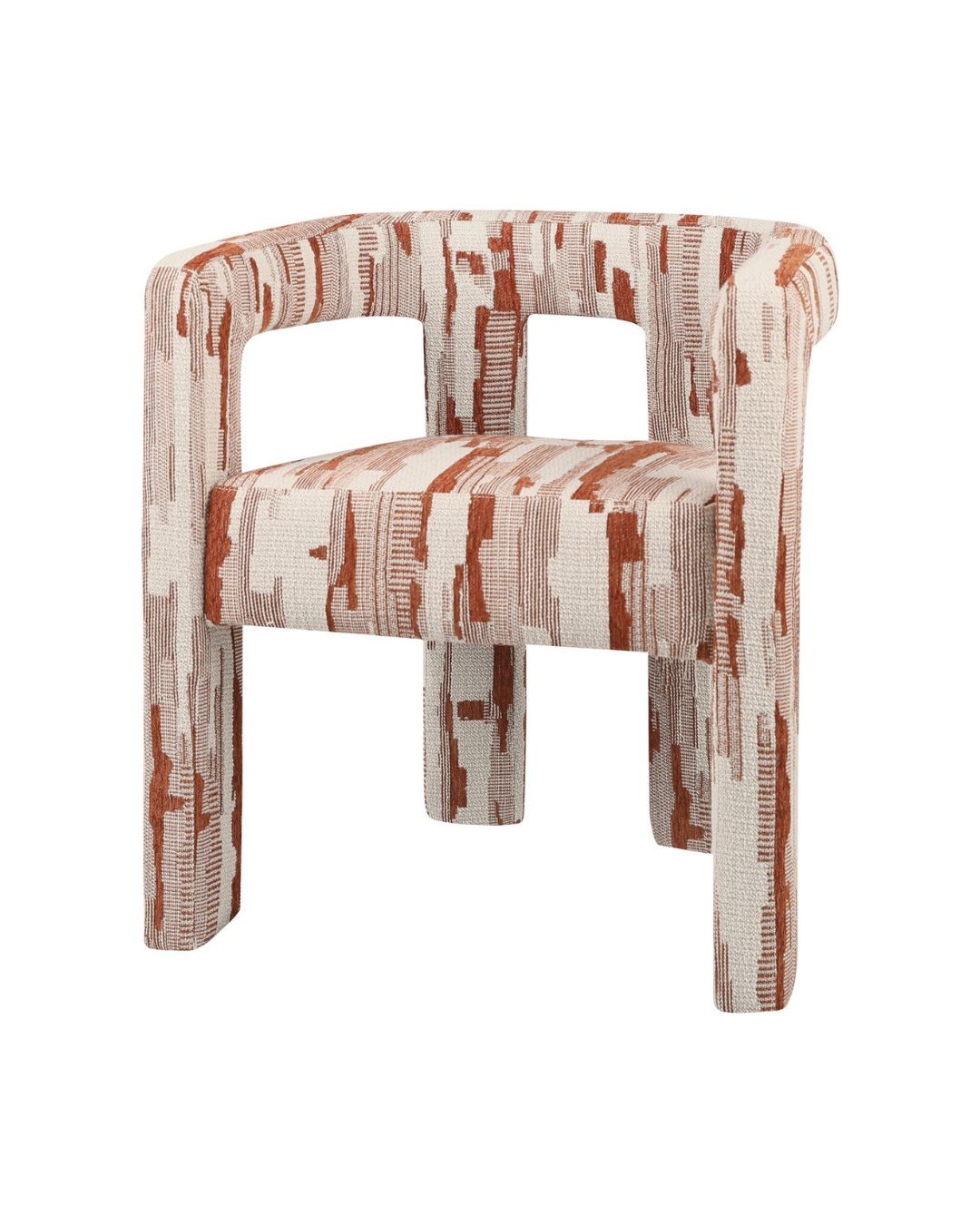 Išskirtinio dizaino valgomojo kėdė su porankiais Madison ir margu audiniu