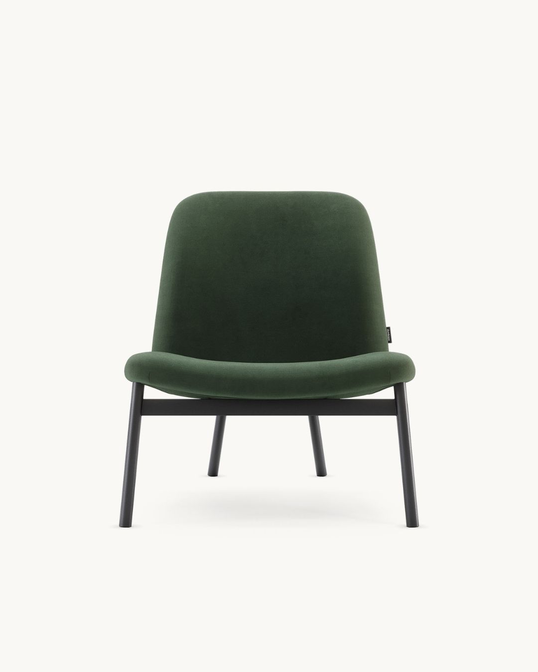 Modernus tamsiai žalios spalvos fotelis be porankių